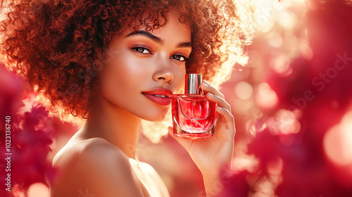 Model with perfume red aroma mood