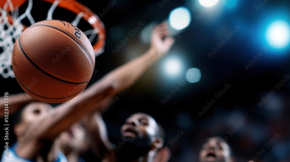 In a high-energy moment, a basketball player jumps toward the goal striving for success. The scene is blurred by speed, highlighting the urgency of the play. In a high-energy moment, a basketball player jumps toward the goal striving for success. The scene is blurred by speed, highlighting the urgency of the play.