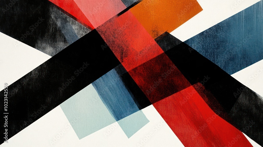 Fototapeta premium Abstract composition with bold colors and intersecting shapes, conveying dynamic energy.