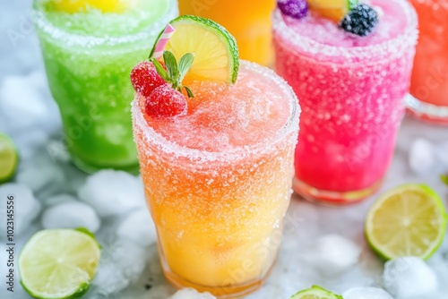 Refreshing and Colorful Tropical Slushie Drinks - generative ai