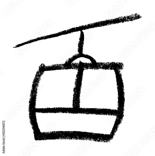 Gondola Lift Transport Crayon Chalk Drawing Icon Vector