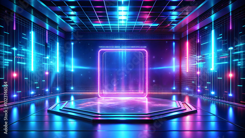 Solid minimalist futuristic holographic display background photo