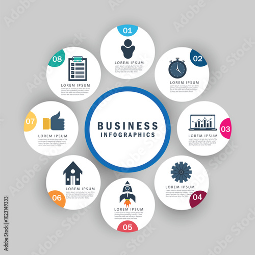 Circle diagram vector infographic presentation template chart 8 options