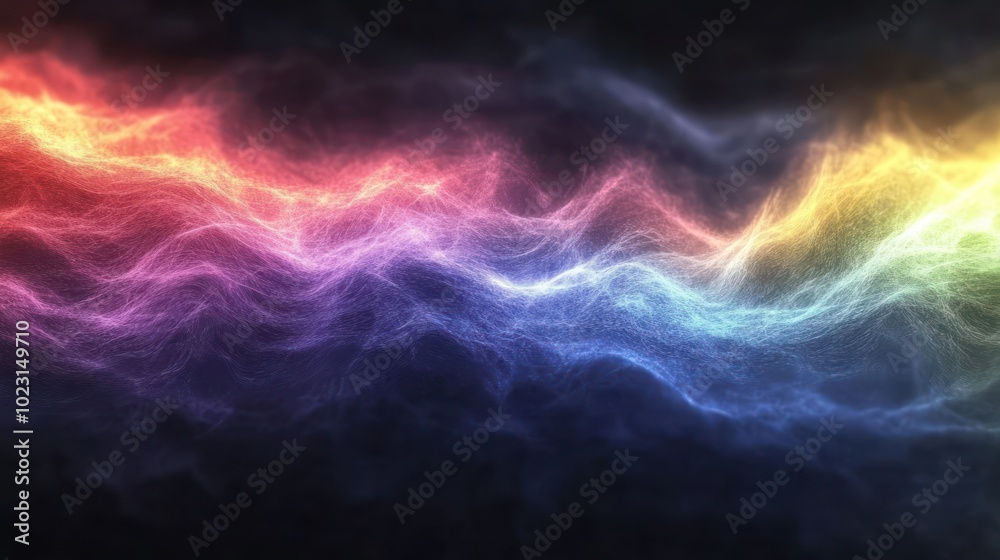 A vibrant wave of colorful light resembling flowing energy or abstract patterns. A vibrant wave of colorful light resembling flowing energy or abstract patterns.