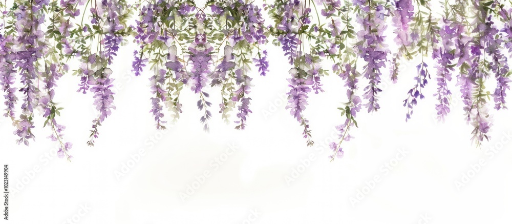 Naklejka premium Elegant hanging purple flowers illustration