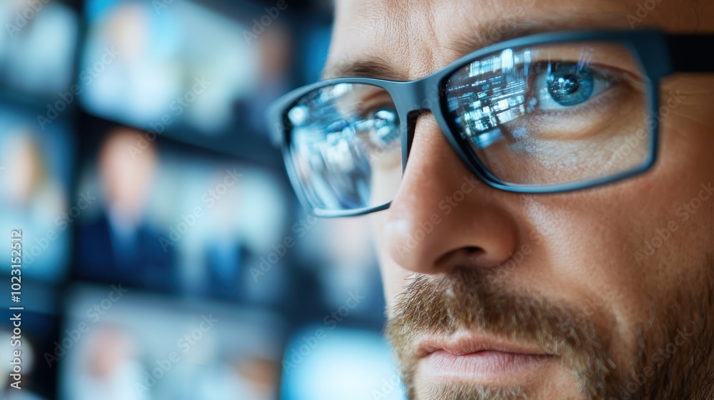 A reflective man wearing glasses gazes thoughtfully ahead, depicted in a contemporary setting, illustrating introspection, intelligence, and contemplation. A reflective man wearing glasses gazes thoughtfully ahead, depicted in a contemporary setting, illustrating introspection, intelligence, and contemplation.