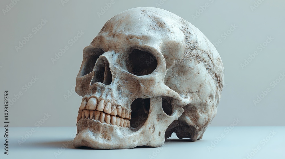 A skull is sitting on a table A skull is sitting on a table
