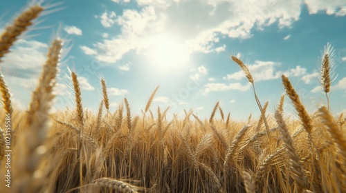 A Golden Field of Wheat under a Clear Sky