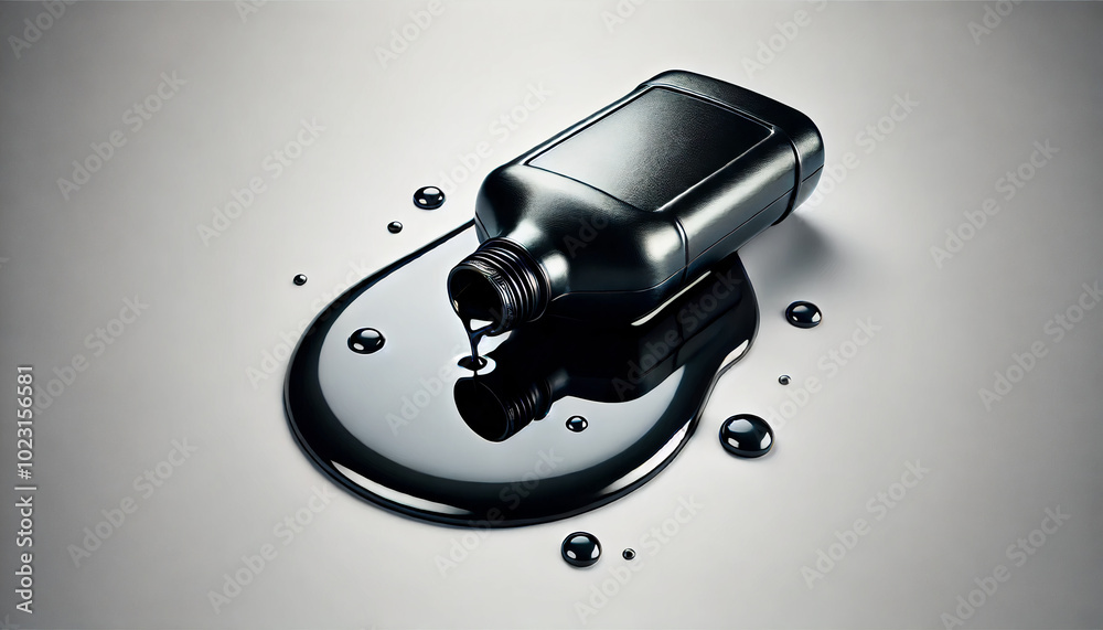 Spilled Motor Oil Puddle Isolated on White Background