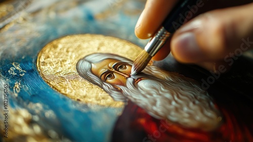 Intricate hand-painted icon of st. nicholas with golden halo celebrating happy st. nicholas day ai photo