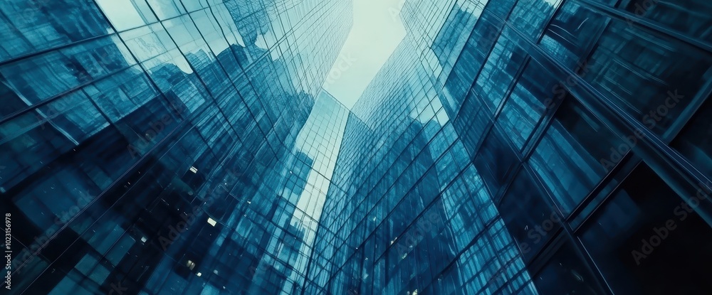 An Upward View of a Modern Glass Building Facade An Upward View of a Modern Glass Building Facade