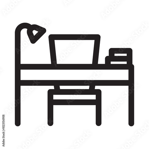 Work Table Icon, Furniture and Household Sign, Work Station Symbol