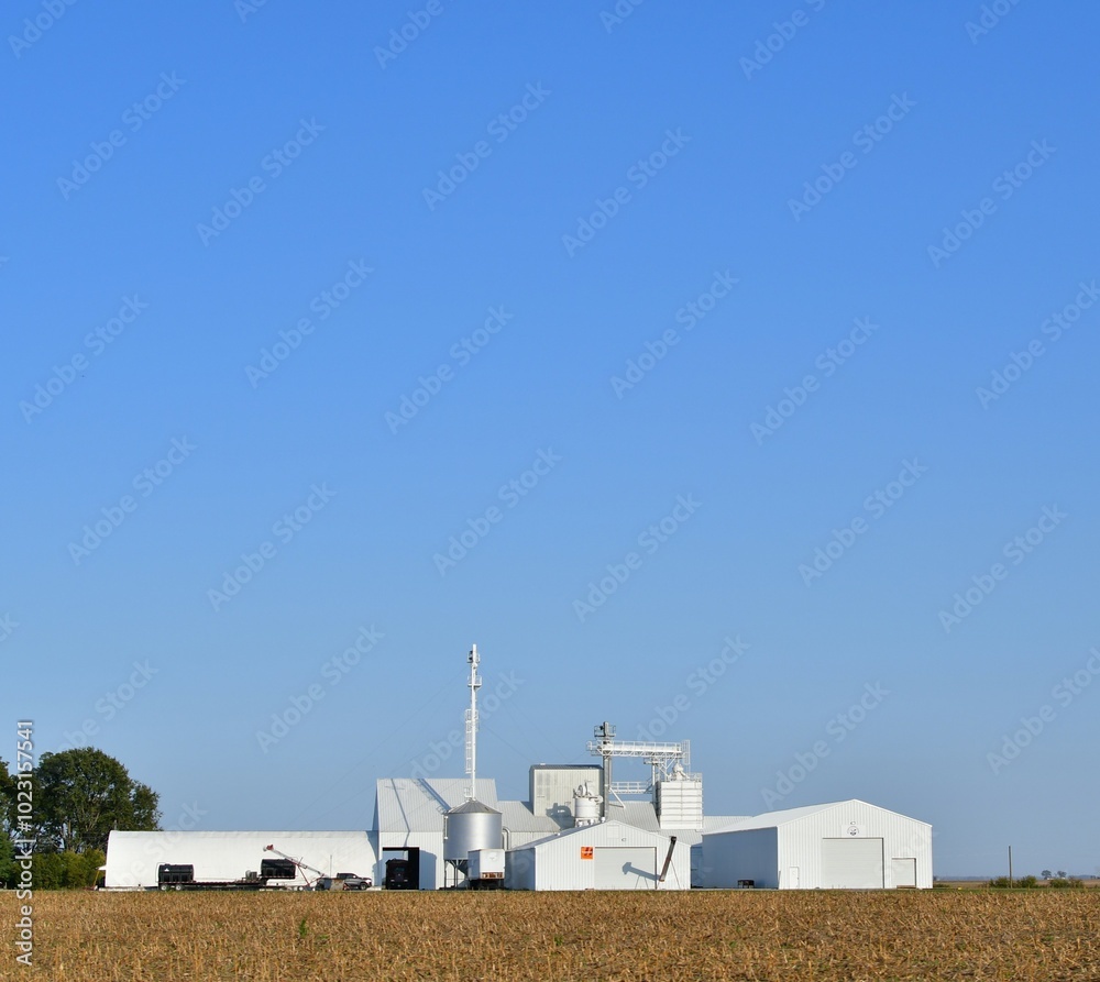 Barns and Grain Bins in Farm Field Barns and Grain Bins in Farm Field