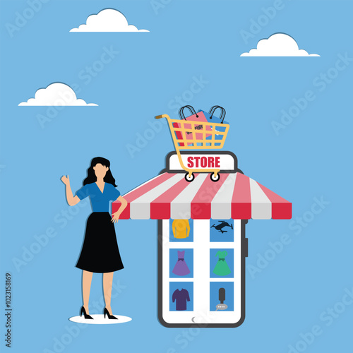 Businesswoman showing the online order packages