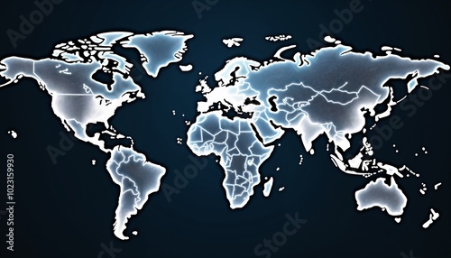 Illuminated World Map Showing Global Connections and Borders photo