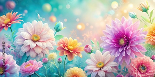 Artistic pastel flowers featuring vibrant colors and delicate outlines , pastel, flowers,vibrant colors, delicate, art