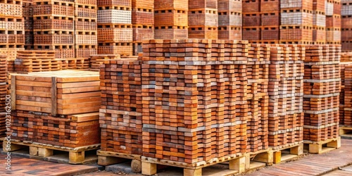 Pallets of reclaimed bricks ready for construction , bricks, palette, building material, recycled, construction, stack