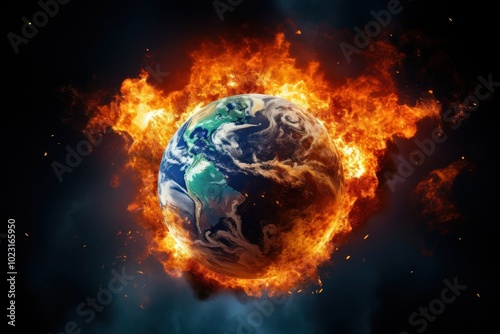 Fototapeta Naklejka Na Ścianę i Meble -  Planet earth fire astronomy universe.