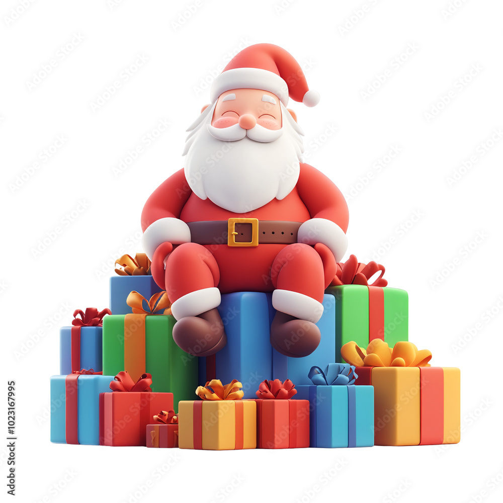 cute Santa Claus with gift box and holding sale sign isolated on transparent background cute Santa Claus with gift box and holding sale sign isolated on transparent background