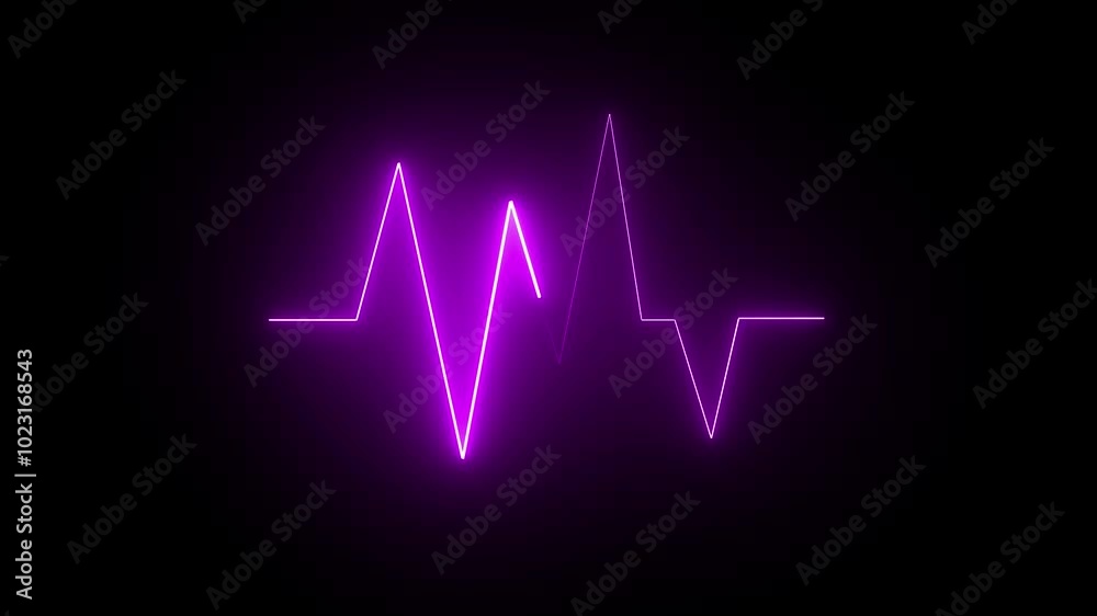 Neon heartbeat icon isolated on the background. 4k seamless loop animation. Neon heartbeat icon isolated on the background. 4k seamless loop animation.