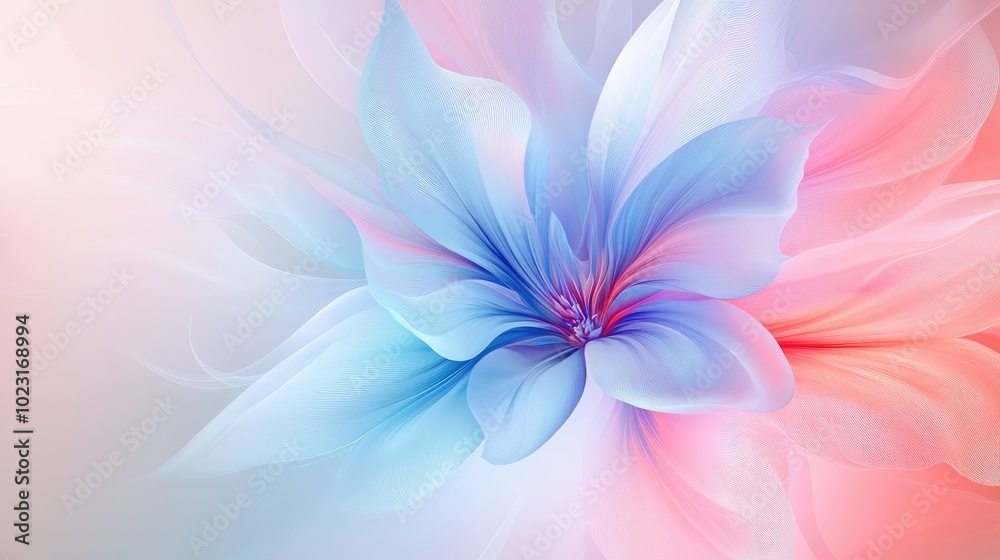 Obraz premium A calming abstract flower set against a soft gradient background, providing a harmonious visual with space for inspirational text or quotes.