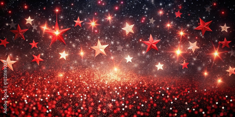 Night sky filled with twinkling red stars and glowing glitter particles, dark, back, sky, night, starry, abstract, twinkling Night sky filled with twinkling red stars and glowing glitter particles, dark, back, sky, night, starry, abstract, twinkling