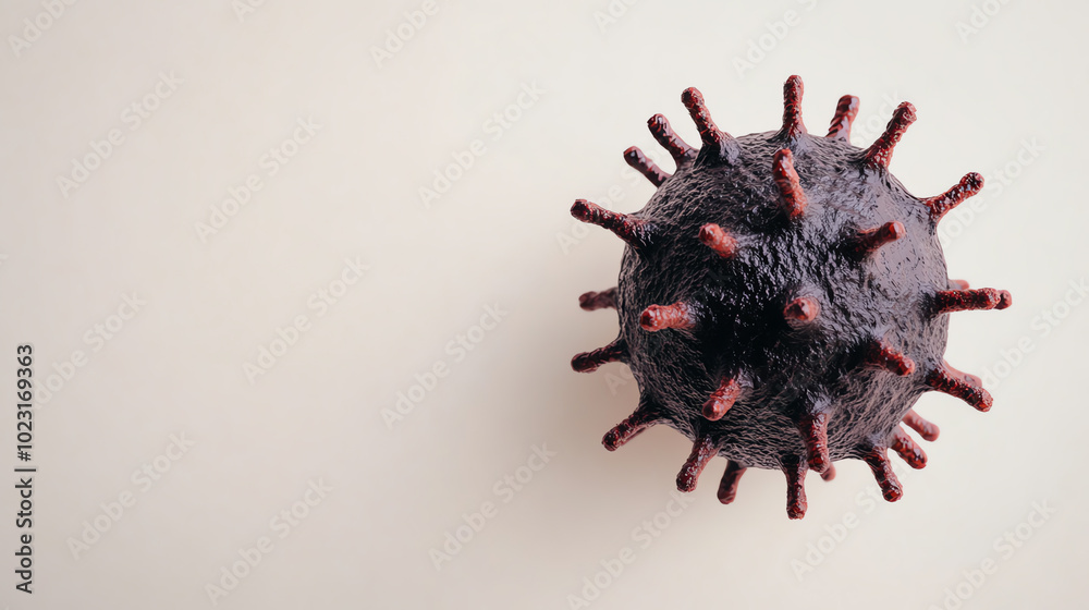 Close-up view of a virus model illustrating its structure, showcasing spikes and surface textures, against a soft background. Close-up view of a virus model illustrating its structure, showcasing spikes and surface textures, against a soft background.