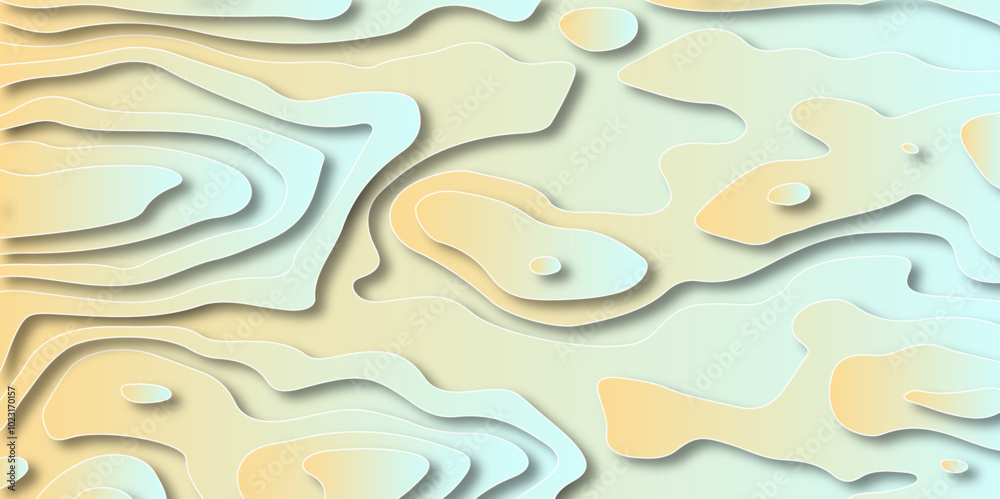 abstract pastel gradient wave Papercut style background. Abstract vector seamless pattern with shadows Beautiful abstract vector. 