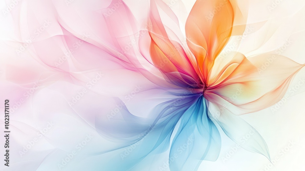 A colorful abstract flower surrounded by a soft gradient background, creating a harmonious design ideal for invitations or posters. A colorful abstract flower surrounded by a soft gradient background, creating a harmonious design ideal for invitations or posters.