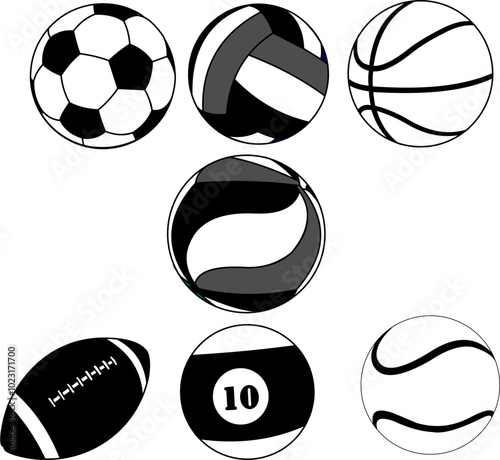Vector illustration of various kinds of balls