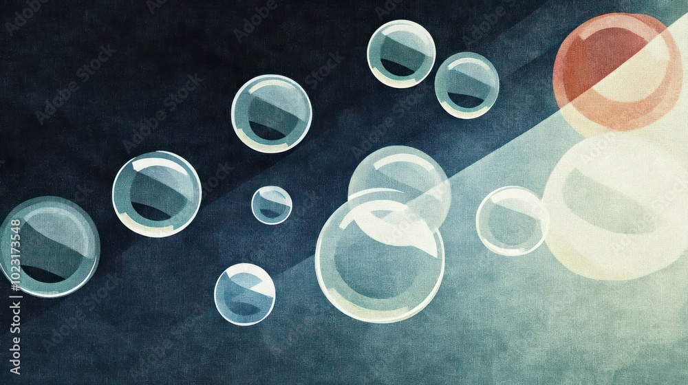 Abstract design featuring bubbles against a textured background. Abstract design featuring bubbles against a textured background.
