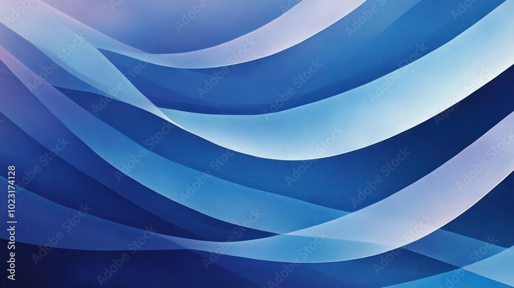 Fototapeta premium Abstract waves in blue tones create a soothing, modern visual effect.