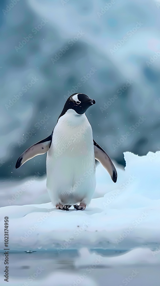 Fototapeta premium In the frigid climate, a penguin made with generative AI