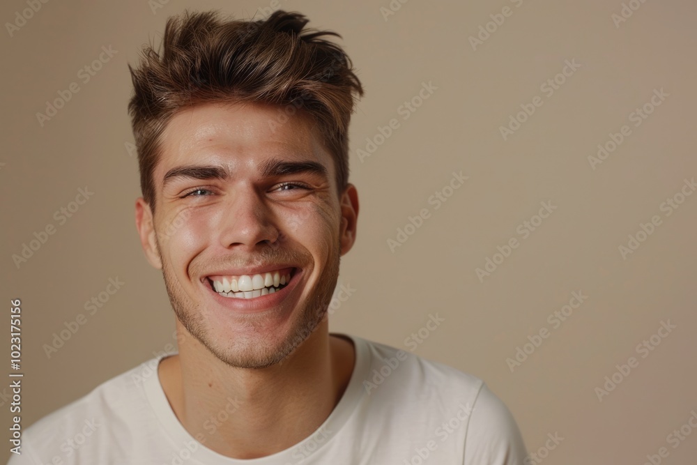 Happy man with white smile after teeth whitening procedure. Happy man with white smile after teeth whitening procedure.