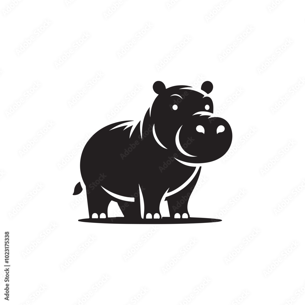 Fototapeta premium Wildlife App Icon - Hippo Silhouette Vector Design.