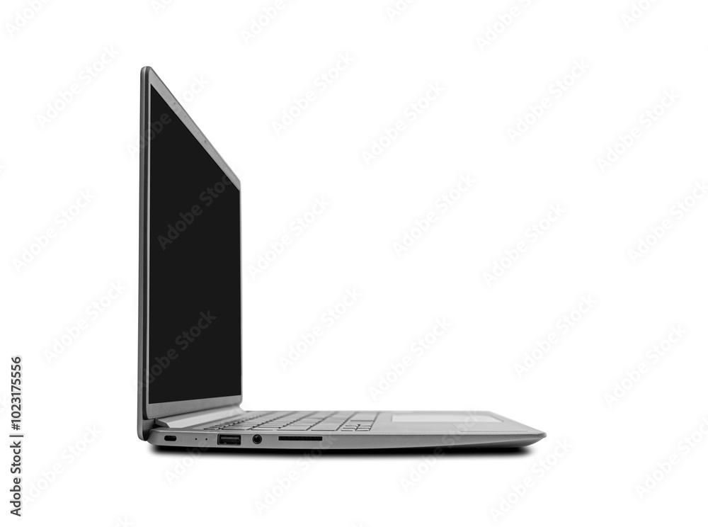 Desktop computer laptop on a white background.