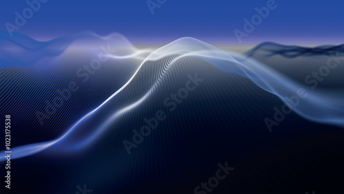 Futuristic dot wave. Abstract digital particle wave. Technological background. Colorful music wave. Light background. Digital background with smooth wavy curves. Vector illustration.