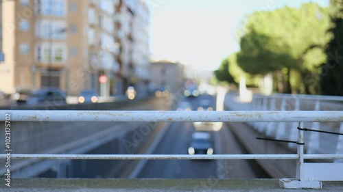 Cars Entering an Underground Tunnel on a Blurred Background. Slow Motions. 4K