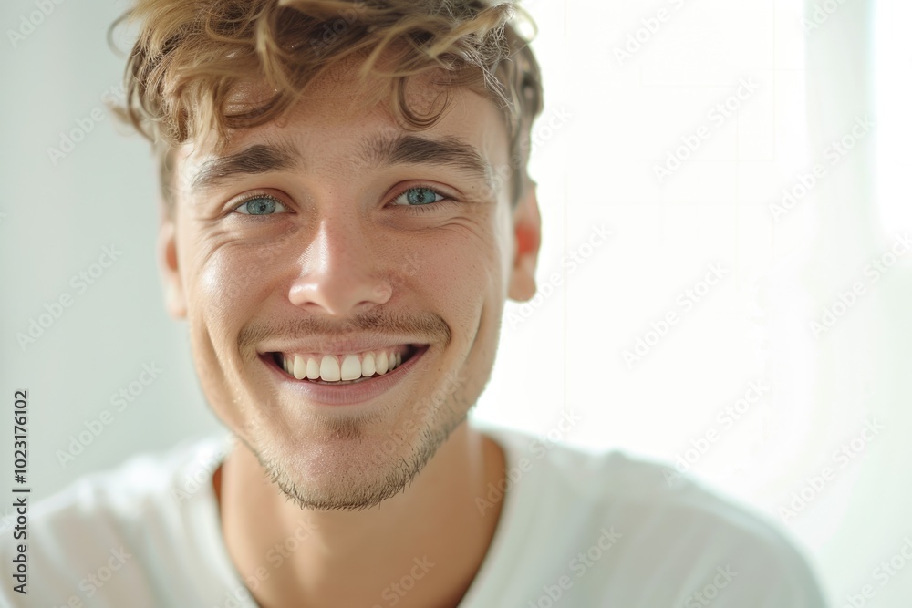Happy man portrait in dental clinic. Happy man portrait in dental clinic.
