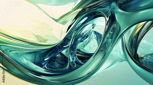 Dynamic 3D Abstract Forms in Digital Space photo