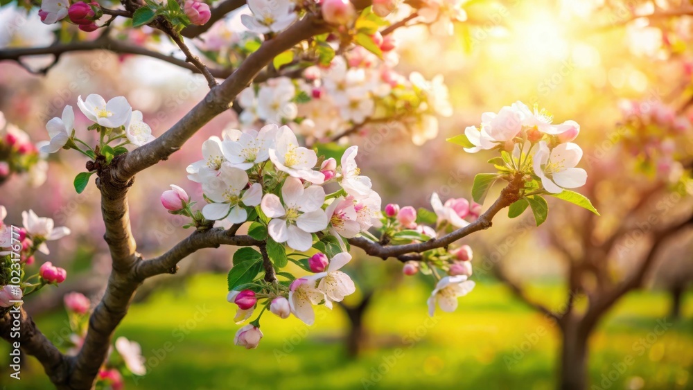 Beautiful apple tree blossom in spring, apple, tree, blossom, spring, nature, white, flowers, petals, blooming, fresh, seasonal