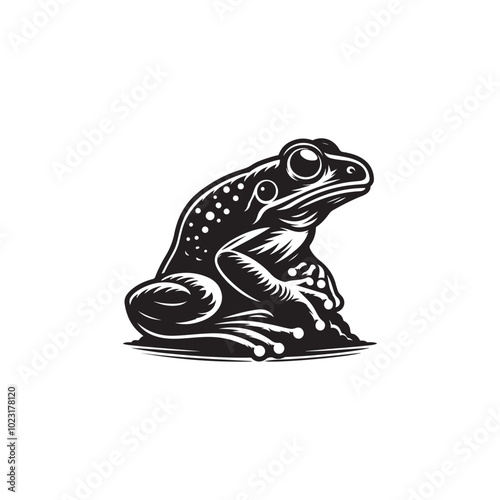 Frog Silhouette Template - Perfect for Branding, Emblems, and Labels.