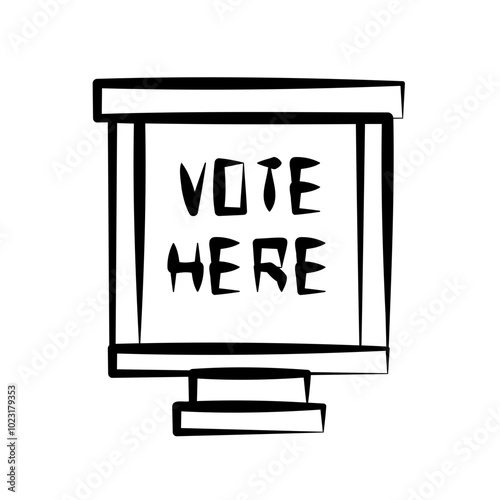 election polling place with text- vote here