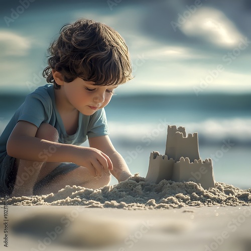 child playing on the beach