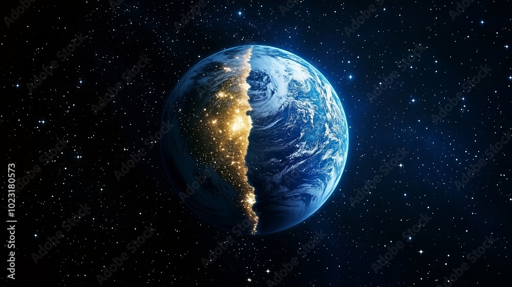 Fototapeta premium Exploring the Mystical Beauty of Earth from Space at Night