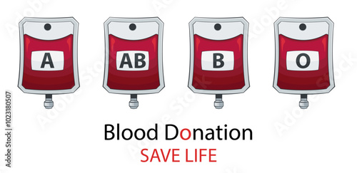 Blood Donation vector illustration. Blood transfusion. Blood bag. Save Life World Blood Donor Day Design Concept isolated on white