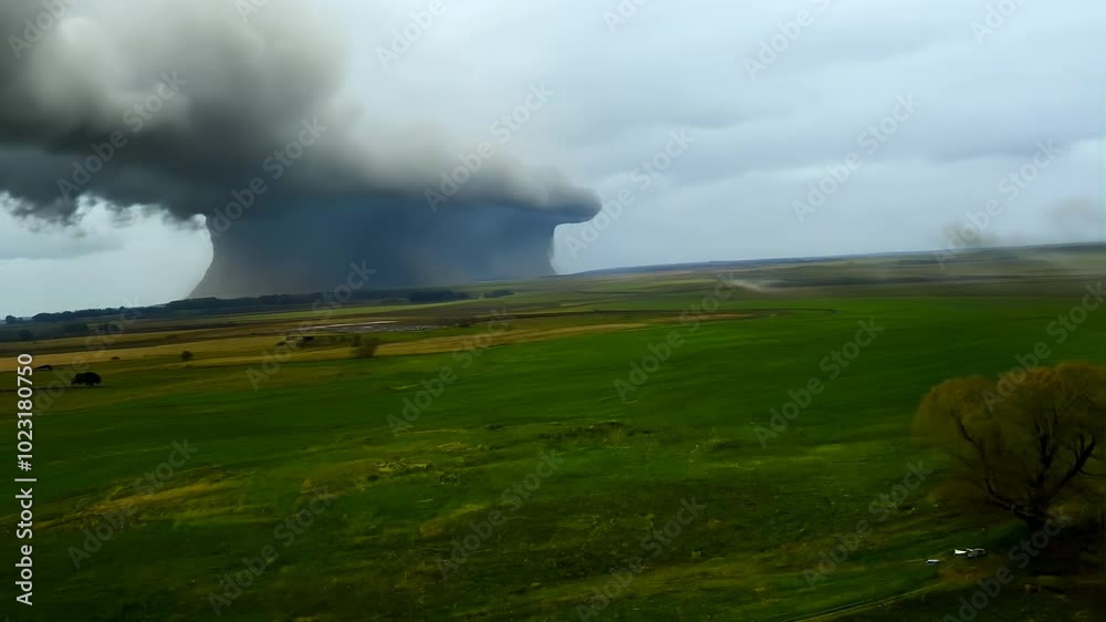 Aerial View of Developing Supercell Storm Over Open Fields Aerial View of Developing Supercell Storm Over Open Fields