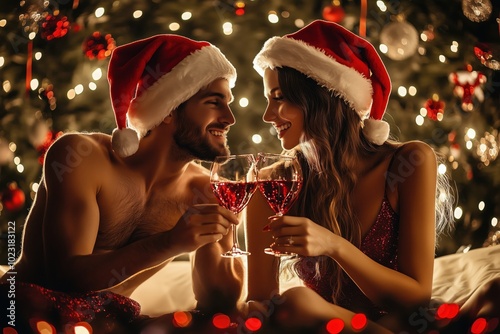 Sexy couple celebrating Christmas
