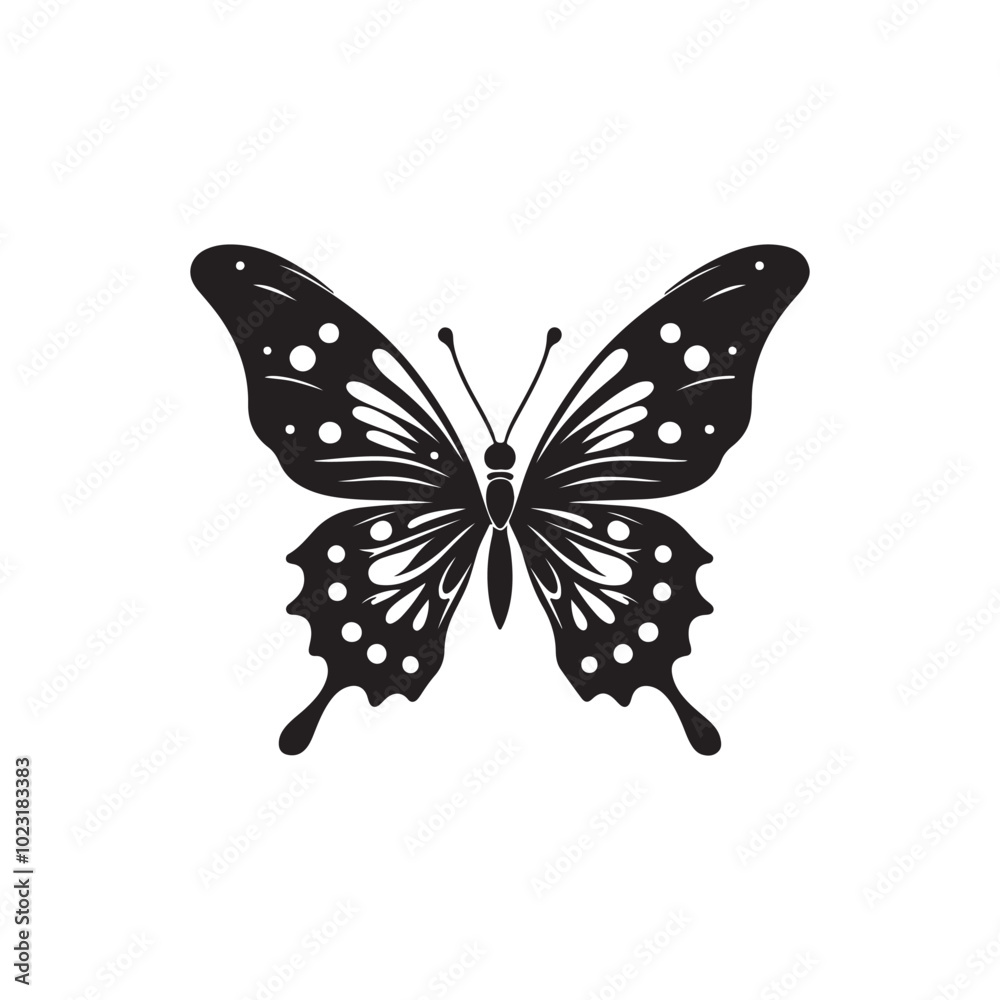Monarch Butterfly Silhouette Vector Art Isolated on White. Monarch Butterfly Silhouette Vector Art Isolated on White.