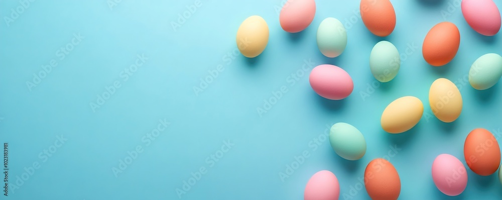 Easter background with Easter eggs and spring flowers. Easter background with Easter eggs and spring flowers.